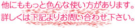 他にももっといろんな使い方があります。詳しくは下記よりお問い合わせください。